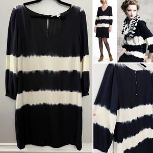 Anthropologie Black and Cream Long Sleeve Dress